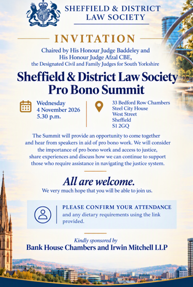 Sheffield & District Law Society Pro Bono Committee Annual Summit.